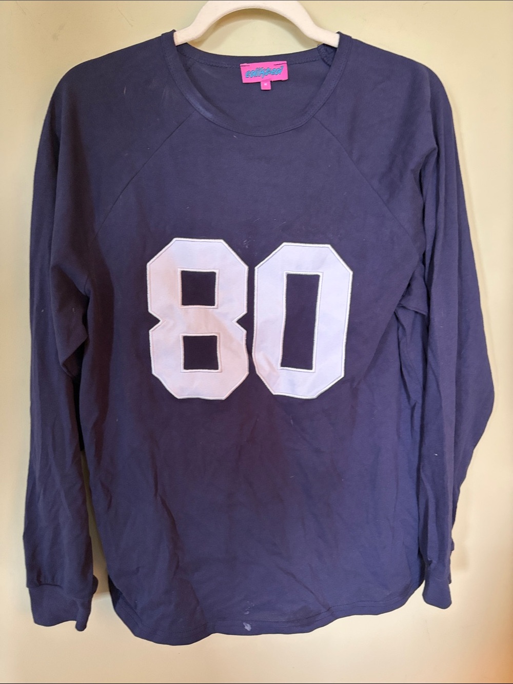 Edikted Navy Long Sleeve Shirt with White '80' Applique